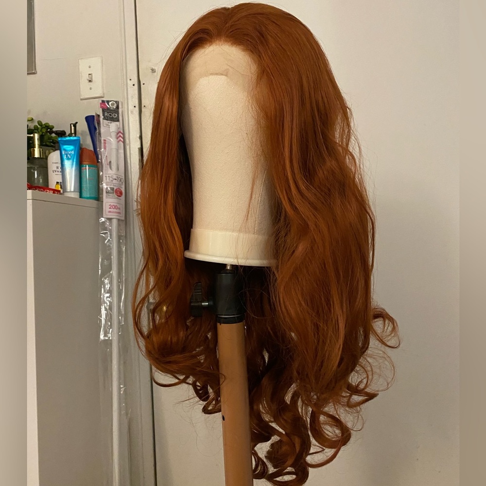 Ginger Red Synthetic Long Cosplay lace front Wig - NWT